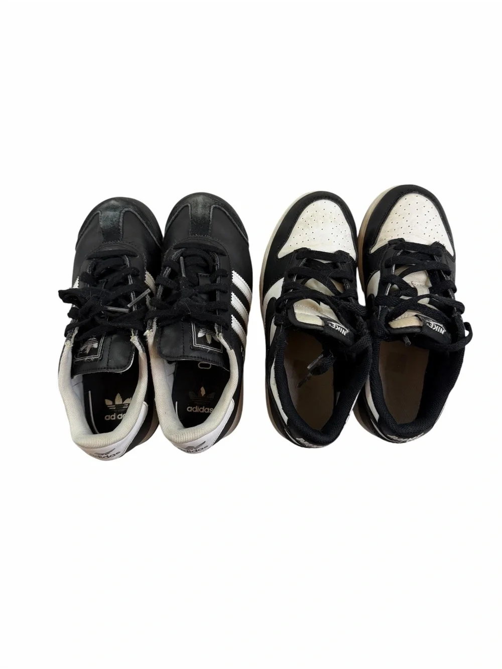 Nike Adidas Kids Black and White Sneakers Duo Pack Size Y2